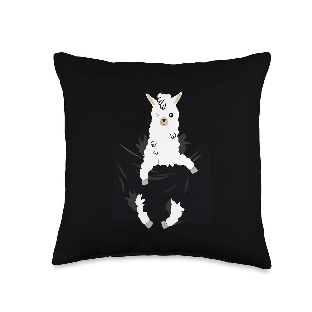 8469 Llama in Pocket Cute Llama Lover Gift Throw Pillow